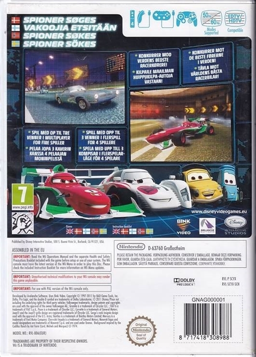 Disney Pixar Cars 2 - Dansk - Wii (B Grade) (Genbrug)